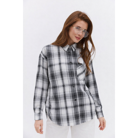 Трендова сорочка oversize у клітинку One Size | жіноча сорочка для вагітних і після | клітинка| Український виробник